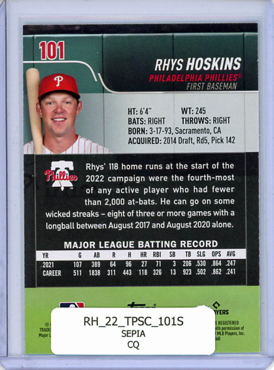 Rhys Hoskins 2022 Stadium Club #101 Sepia (CQ)