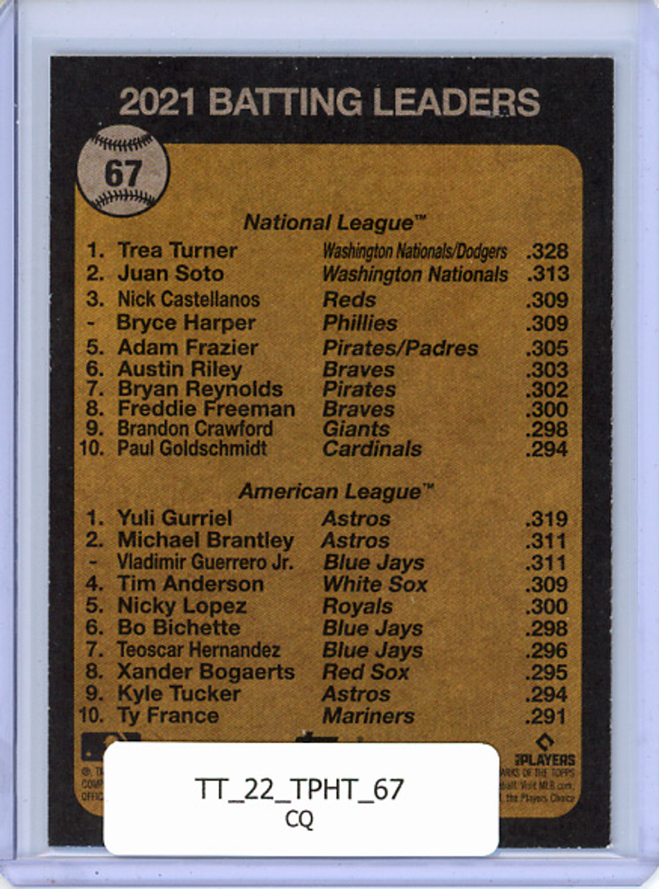 Trea Turner, Yuli Gurriel 2022 Heritage #67 Batting Leaders (CQ)