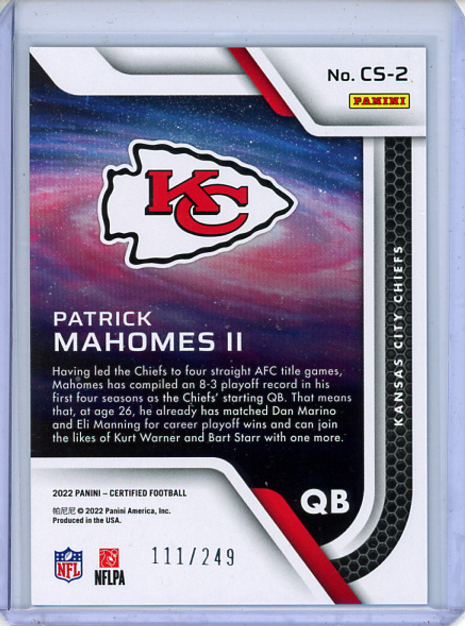 Patrick Mahomes II 2022 Certified, Certified Stars #CS-2 Mirror Bronze (#111/249) (CQ)