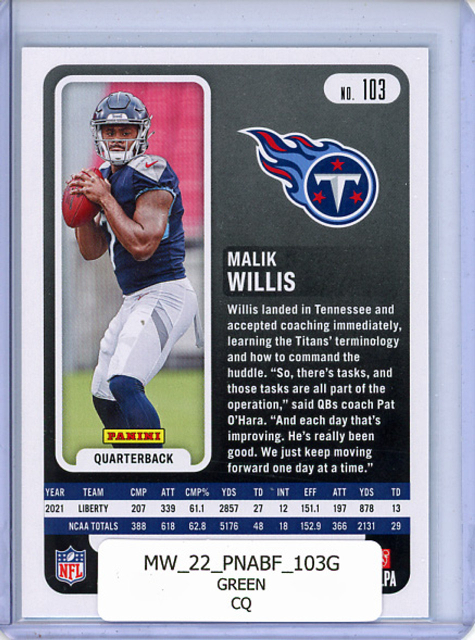 Malik Willis 2022 Absolute #103 Green (CQ)