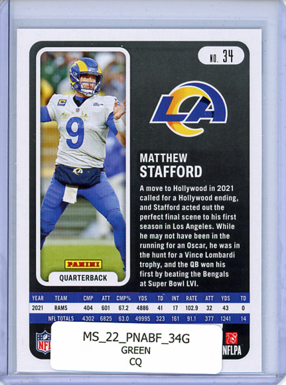 Matthew Stafford 2022 Absolute #34 Green (CQ)