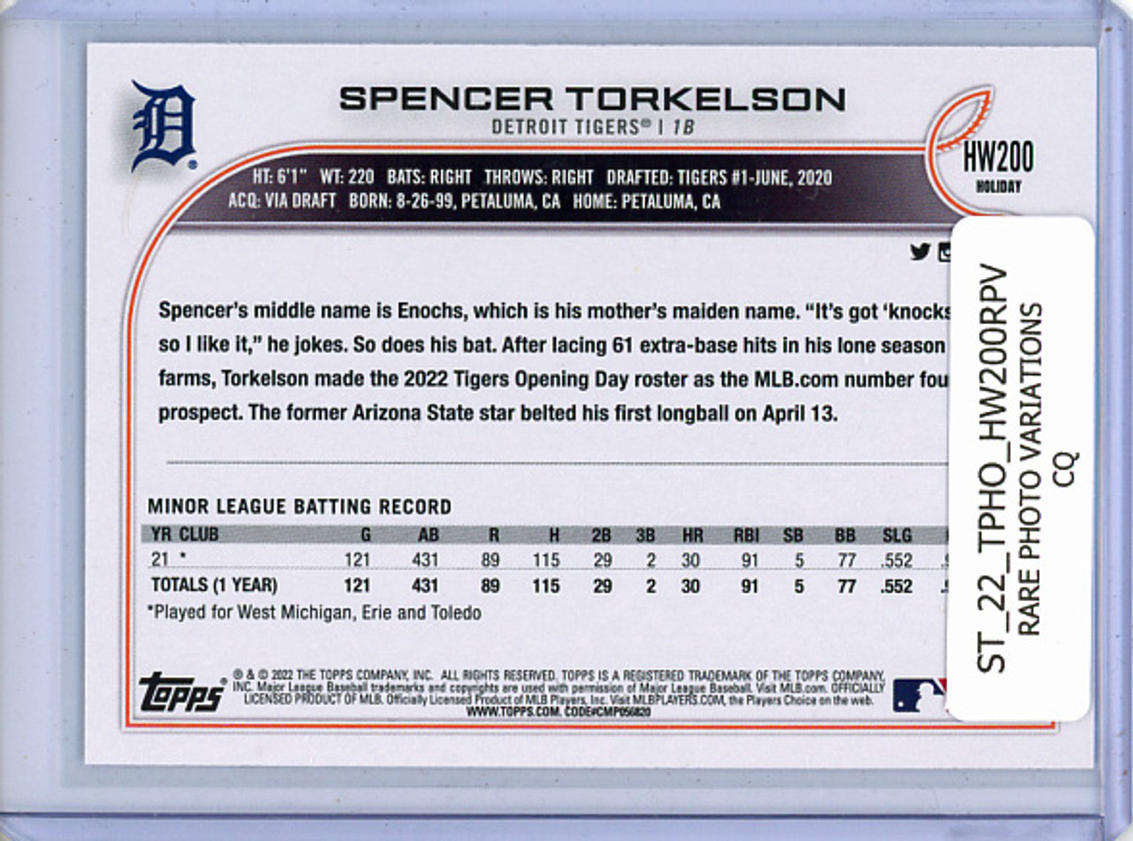 Spencer Torkelson 2022 Topps Holiday #HW200 Rare Photo Variations - Lights Necklace (CQ)
