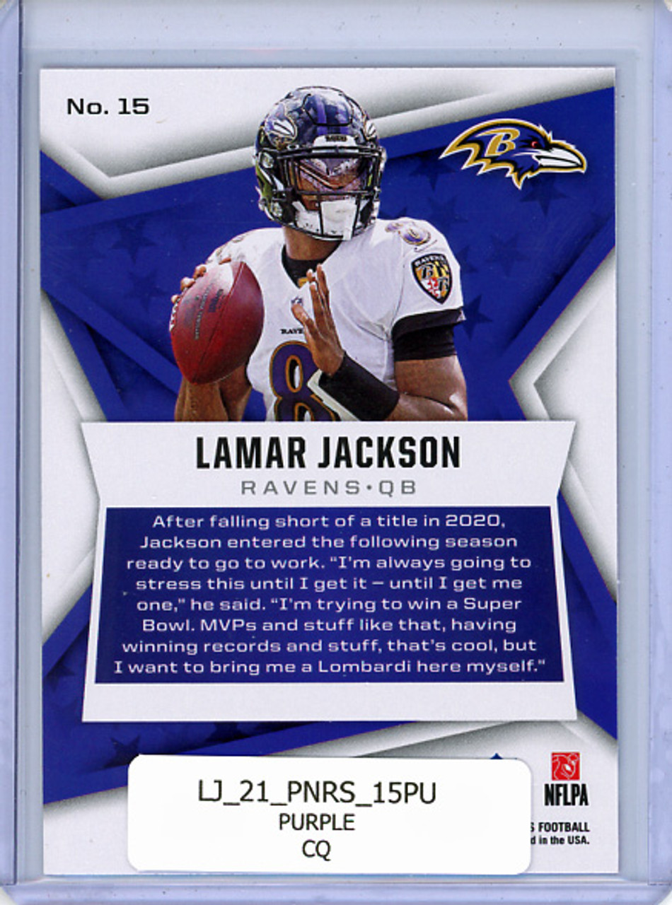 Lamar Jackson 2021 Rookies & Stars #15 Purple (CQ)