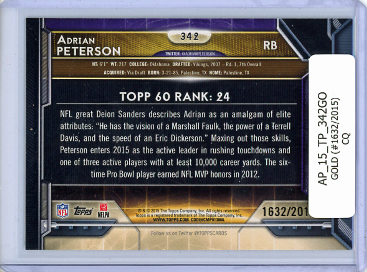 Adrian Peterson 2015 Topps #342 Topp 60 Gold (#1632/2015) (CQ)