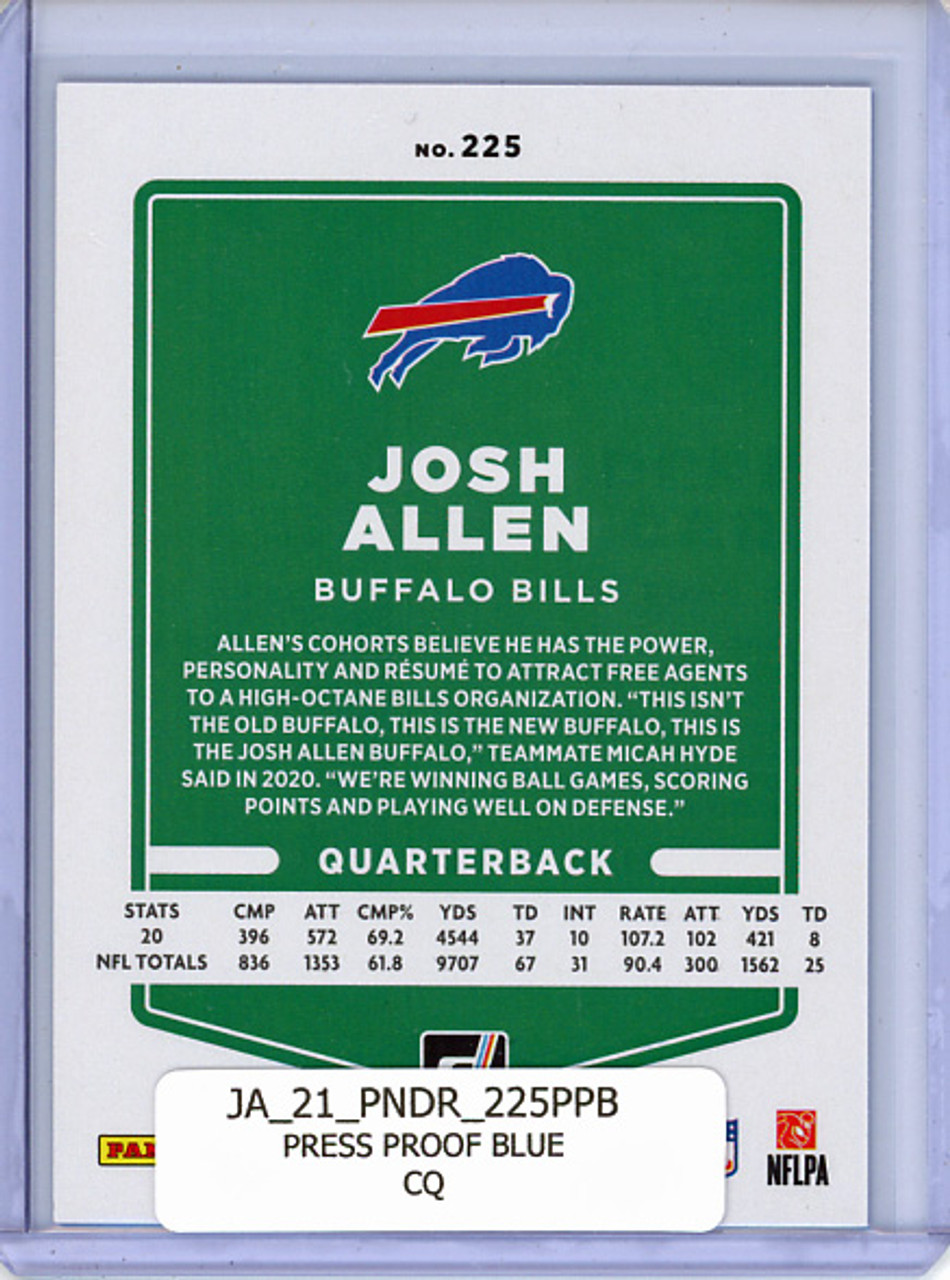 Josh Allen 2021 Donruss #225 Press Proof Blue (CQ)