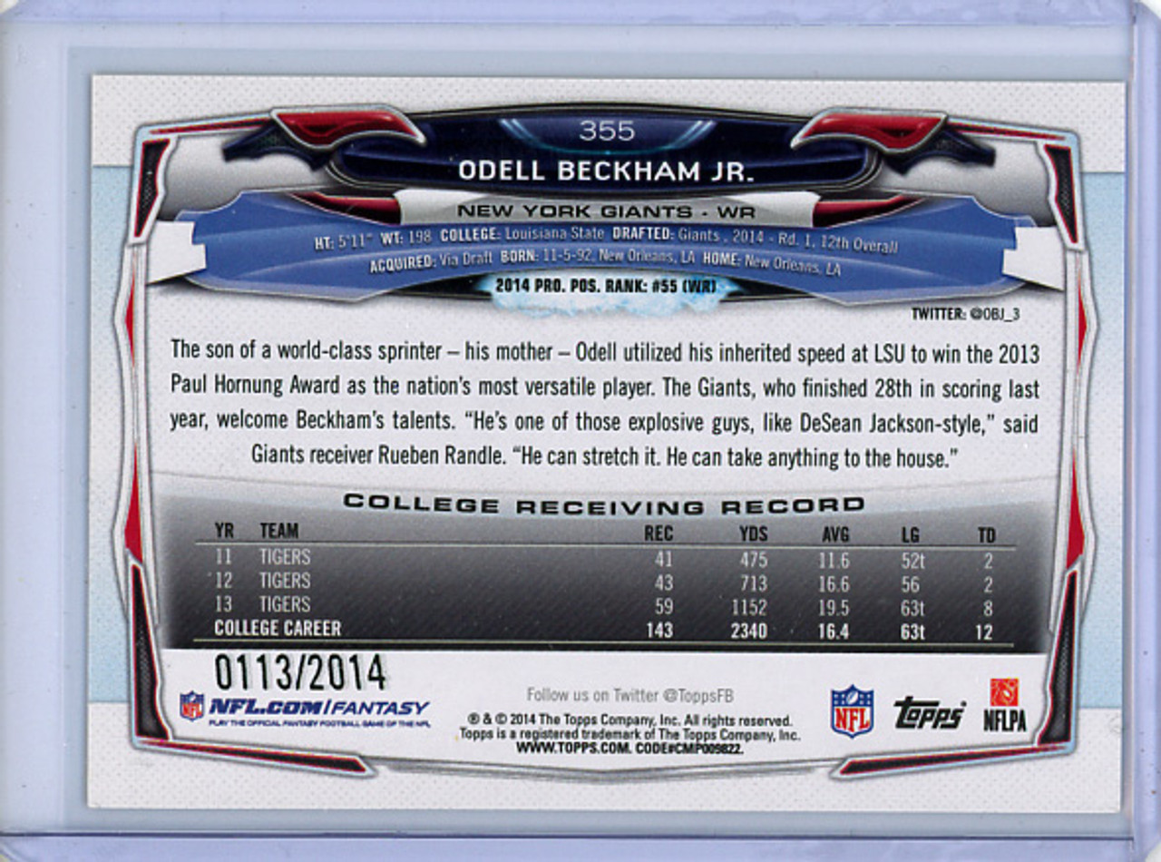 Odell Beckham Jr. 2014 Topps #355 Gold (#0113/2014) (CQ)