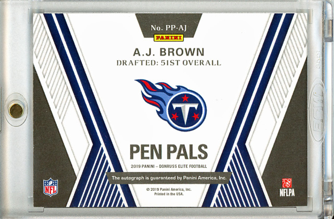 A.J. Brown 2019 Donruss Elite, Pen Pals #PP-AJ (1) (CQ)