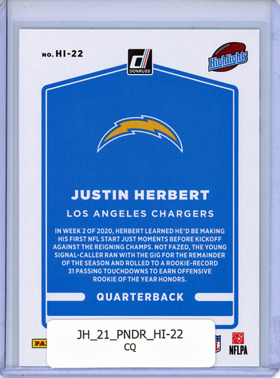 Justin Herbert 2021 Donruss, Highlights #HI-22 (CQ)