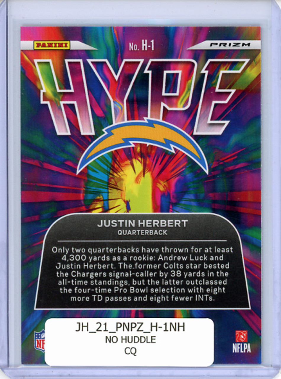 Justin Herbert 2021 Prizm, Hype #H-1 No Huddle (CQ)
