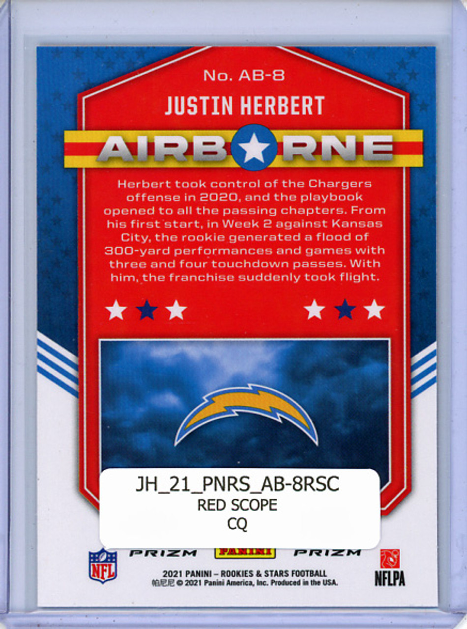 Justin Herbert 2021 Rookies & Stars, Airborne #AB-8 Red Scope (CQ)