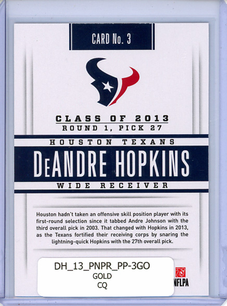 DeAndre Hopkins 2013 Prestige, Prestigious Picks #3 Gold (CQ)