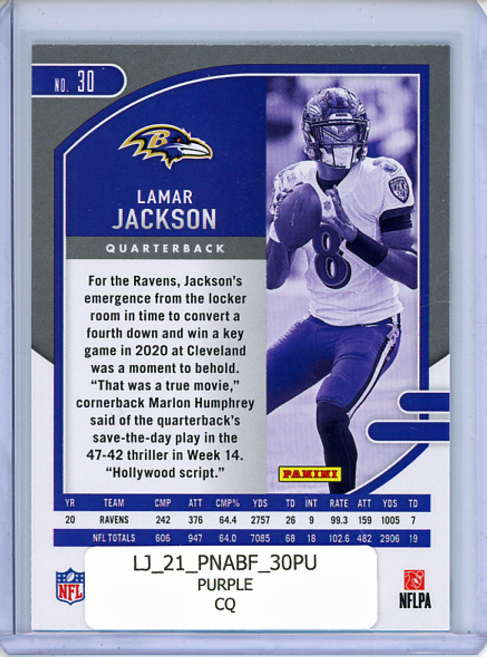 Lamar Jackson 2021 Absolute #30 Purple (CQ)
