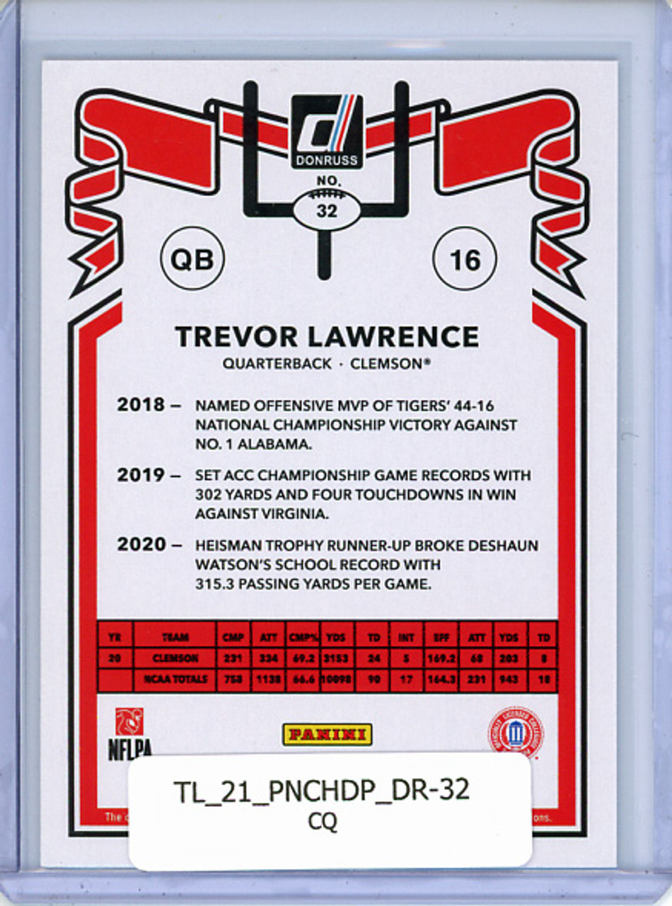Trevor Lawrence 2021 Chronicles Draft Picks, Donruss #32 (CQ)