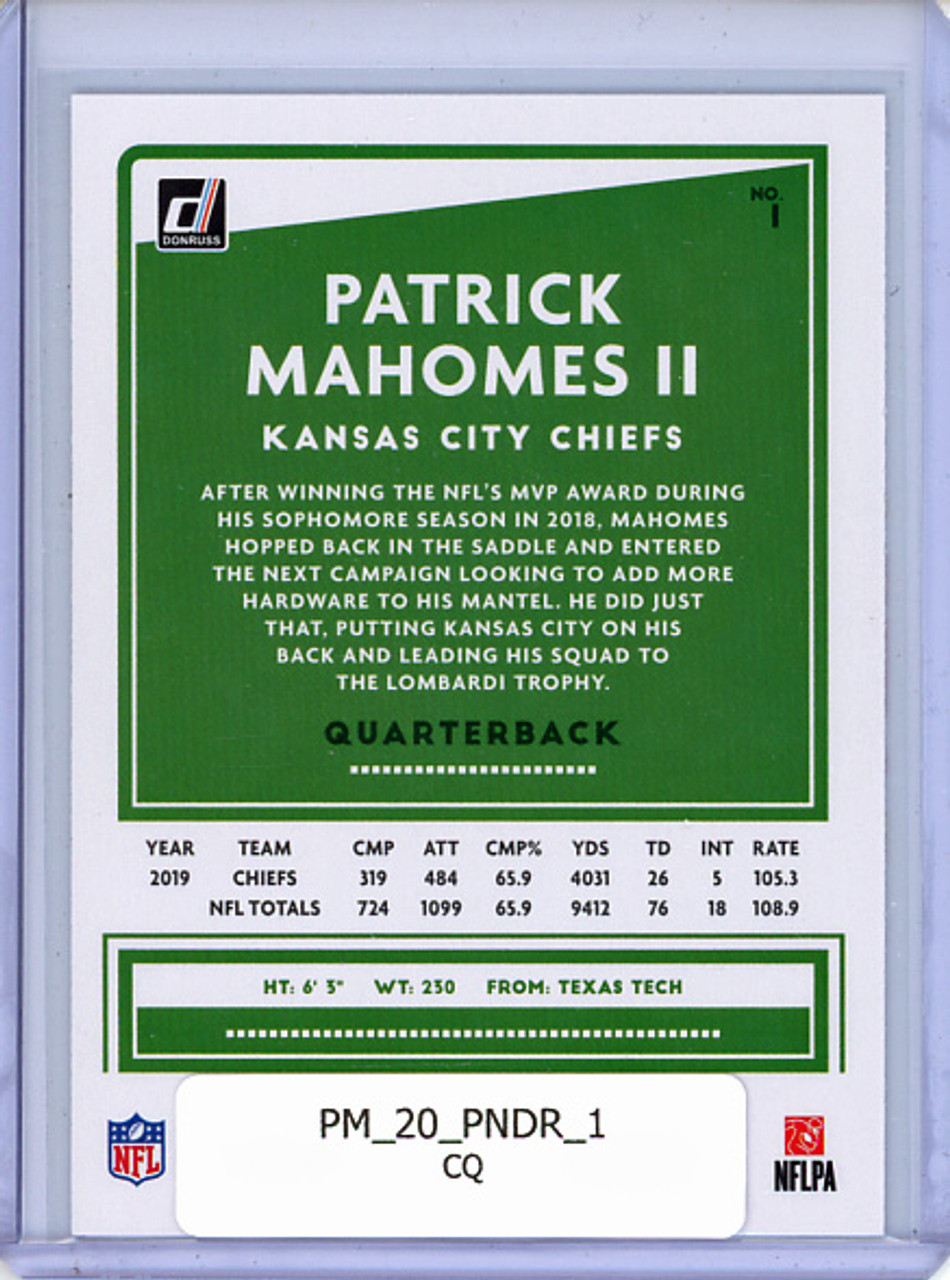 Patrick Mahomes II 2020 Donruss #1 (CQ)