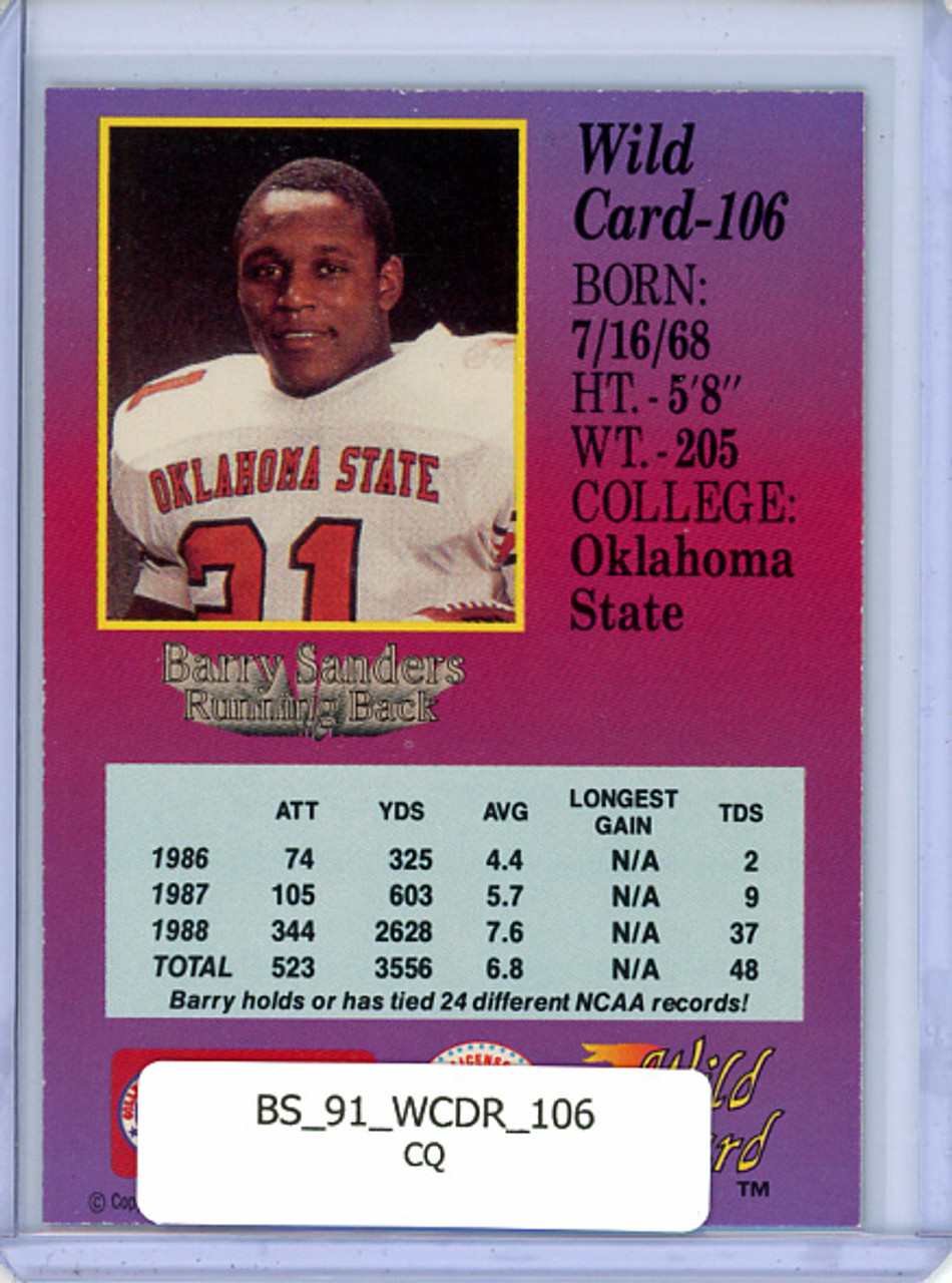 Barry Sanders 1991 Wild Card Draft #106 (CQ)