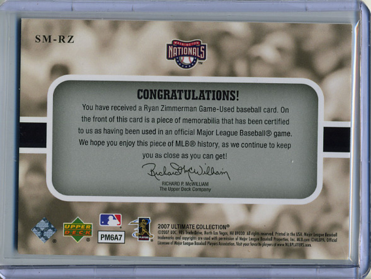 Ryan Zimmerman 2007 Ultimate Collection, Star Materials #SM-RZ