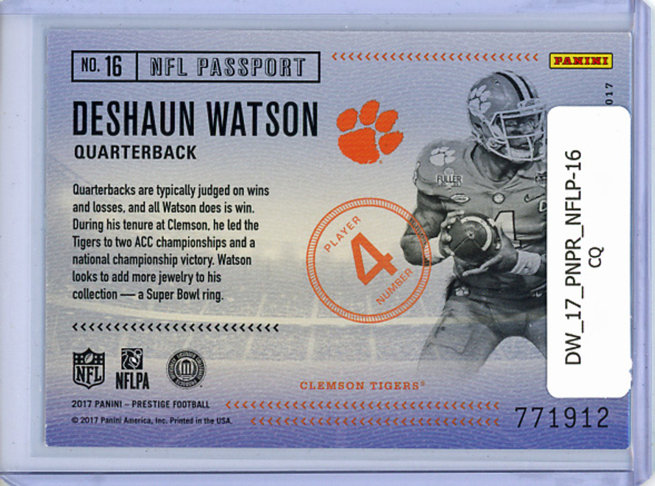 Deshaun Watson 2017 Prestige, NFL Passport #16 (CQ)
