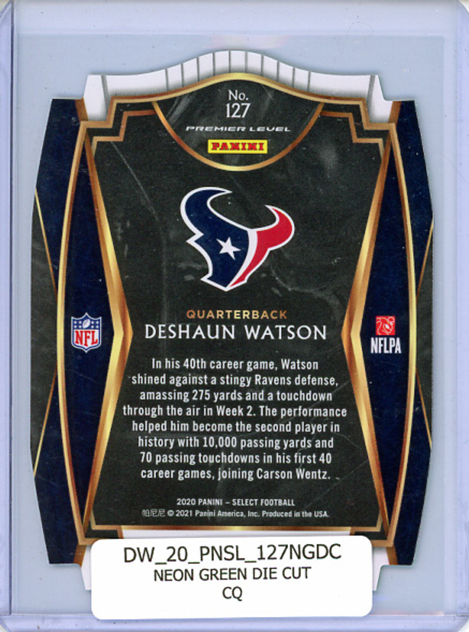 Deshaun Watson 2020 Select #127 Premier Level Neon Green Die Cut (CQ)