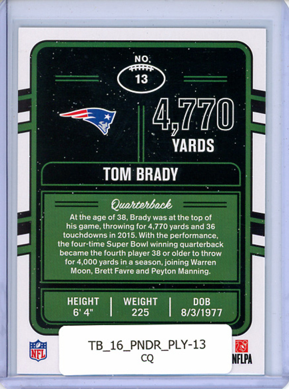 Tom Brady 2016 Donruss, Production Line Yards #13 (CQ)