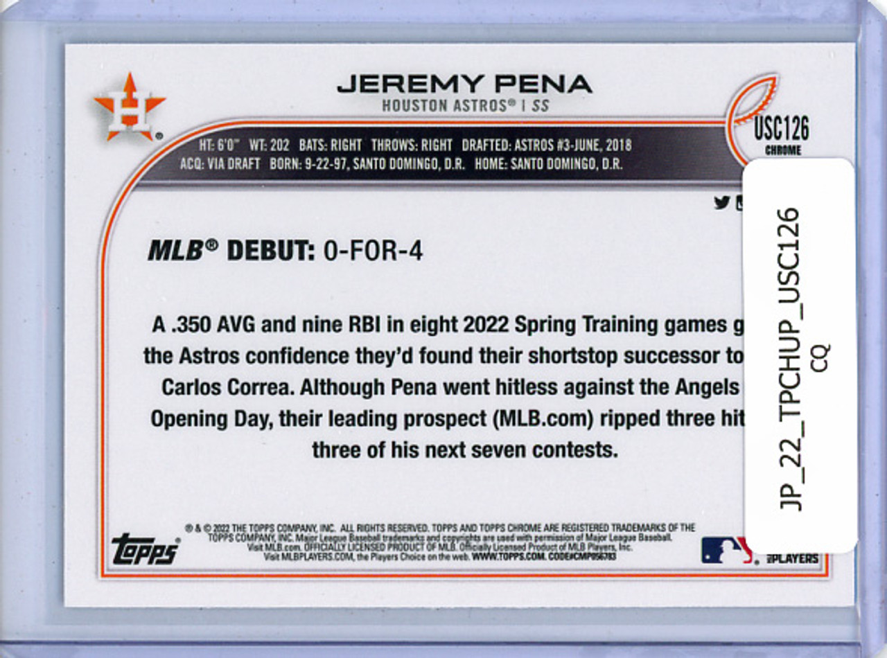 Jeremy Pena 2022 Topps Chrome Update #USC126 Rookie Debut (CQ)