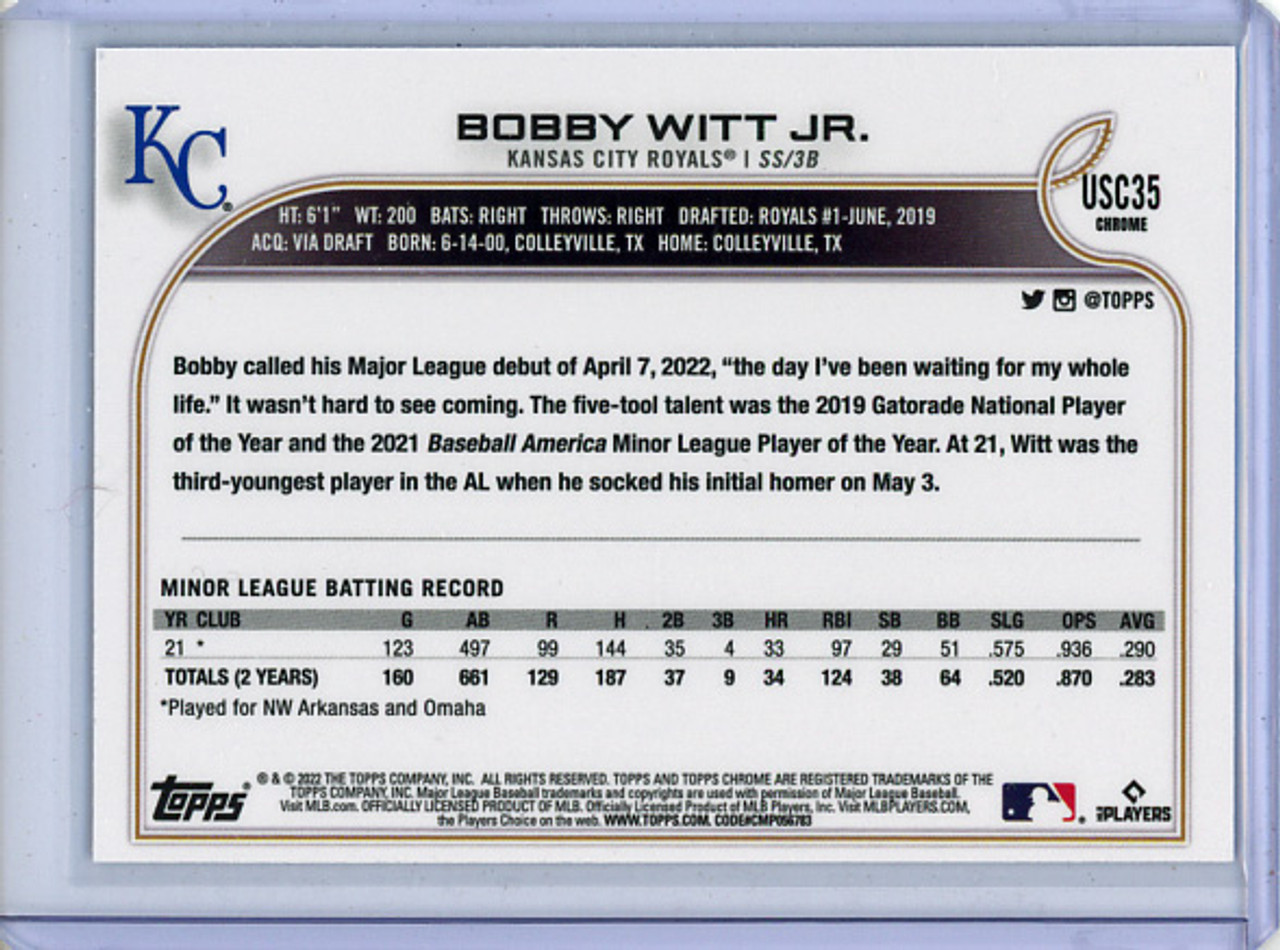 Bobby Witt Jr. 2022 Topps Chrome Update #USC35 Purple Refractors - Off-Center (CQ)