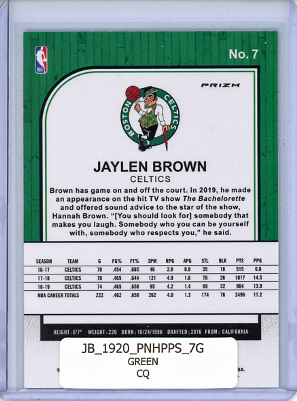 Jaylen Brown 2019-20 Hoops Premium Stock #7 Green (CQ)