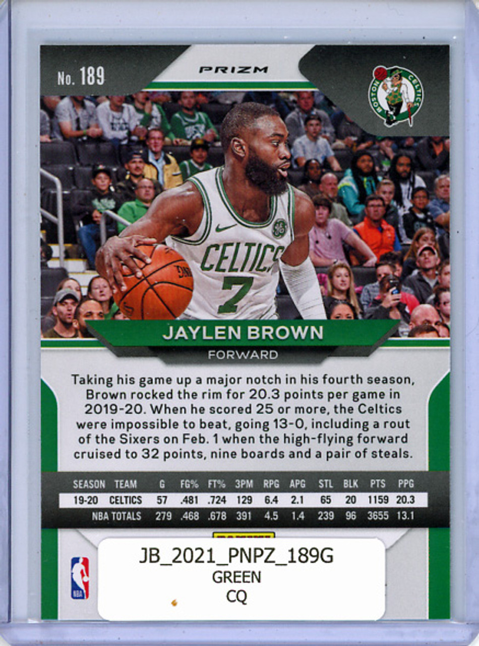 Jaylen Brown 2020-21 Prizm #189 Green (CQ)