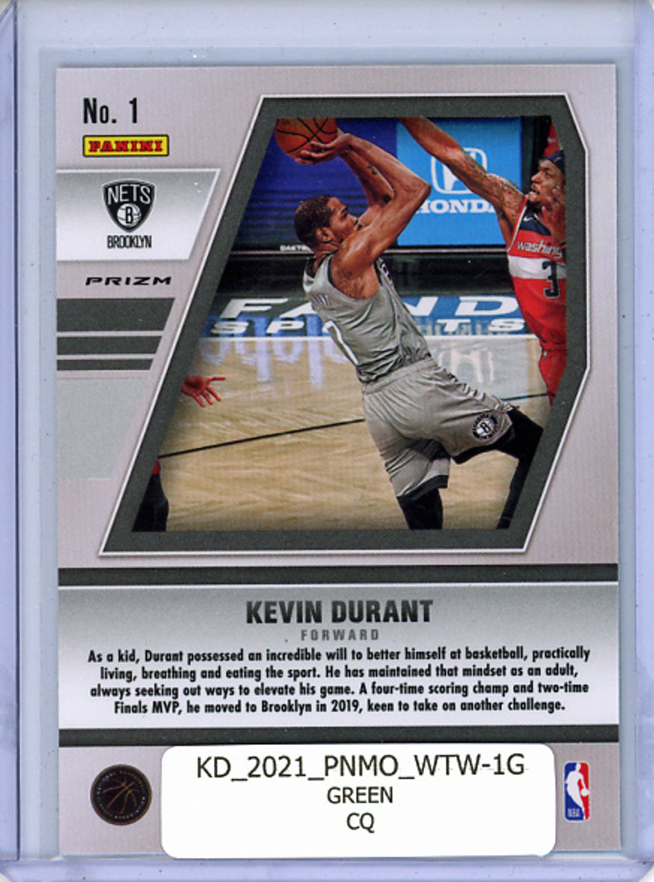Kevin Durant 2020-21 Mosaic, Will to Win #1 Green (CQ)
