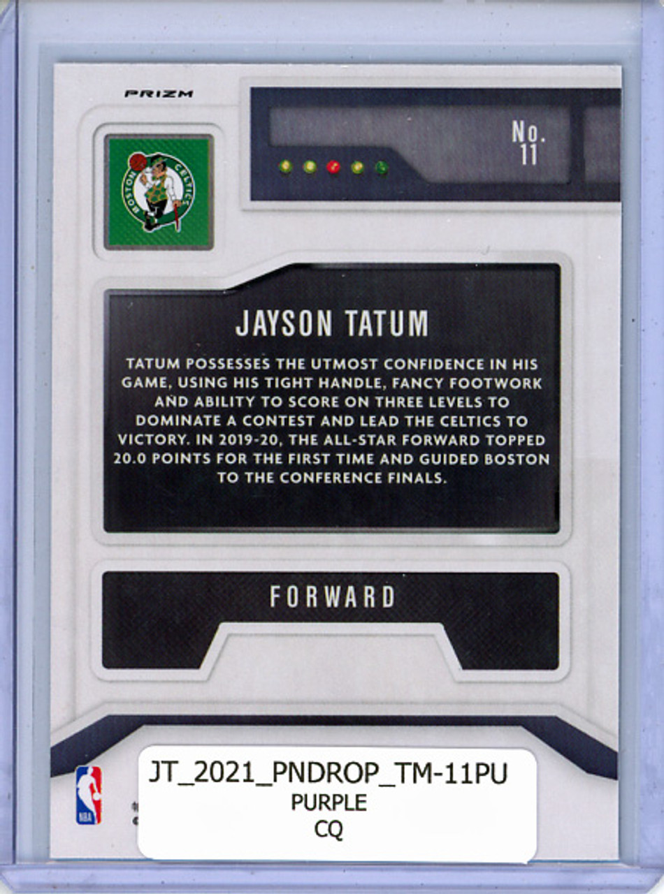 Jayson Tatum 2020-21 Donruss Optic, T-Minus 3, 2, 1 #11 Purple (CQ)