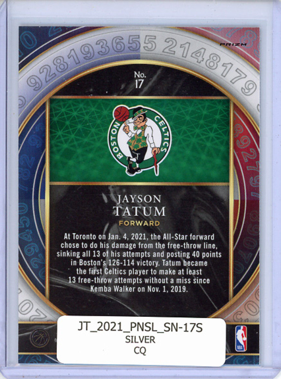 Jayson Tatum 2020-21 Select, Select Numbers #17 Silver (CQ)