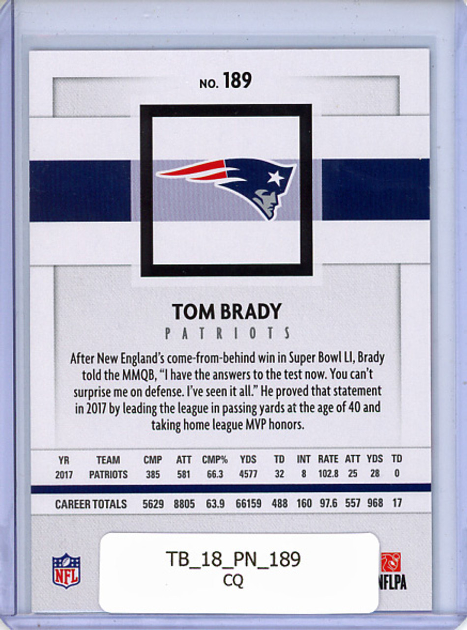 Tom Brady 2018 Panini #189 (CQ)