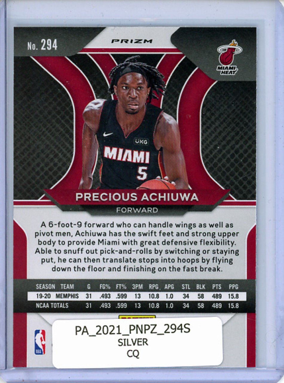 Precious Achiuwa 2020-21 Prizm #294 Silver (CQ)