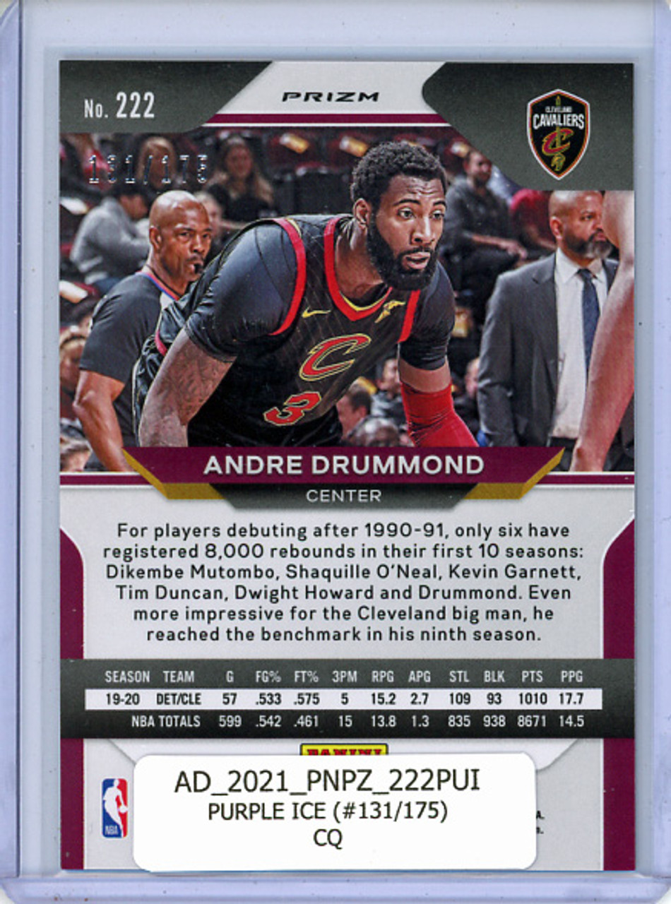 Andre Drummond 2020-21 Prizm #222 Purple Ice (#131/175) (CQ)