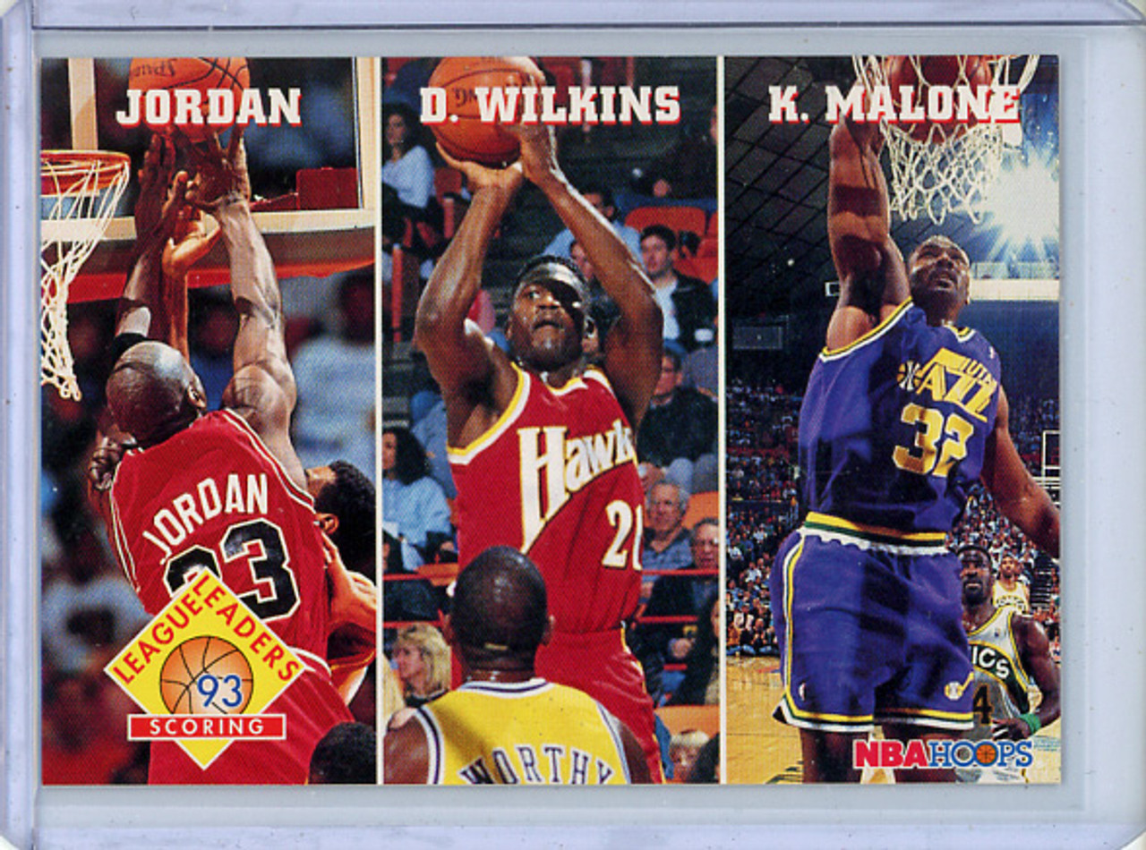 Michael Jordan, Dominique Wilkins, Karl Malone 1993-94 Hoops #283 League Leaders (CQ)