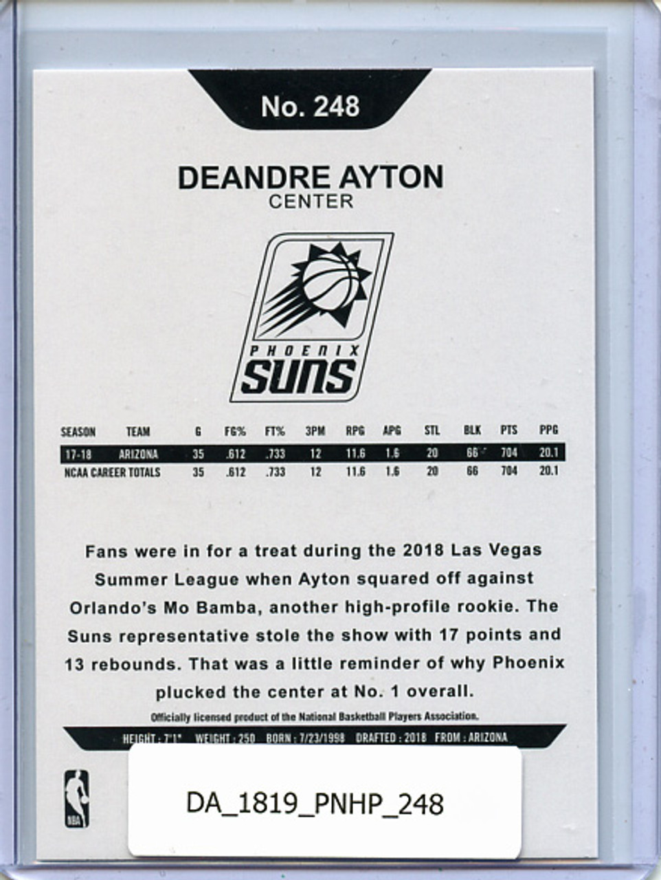 Deandre Ayton 2018-19 Hoops #248