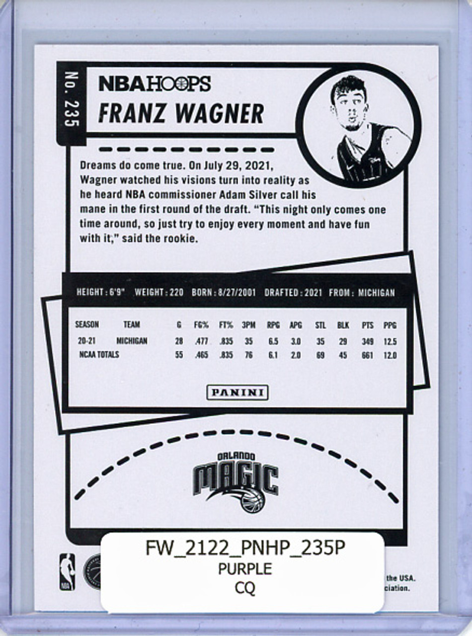 Franz Wagner 2021-22 Hoops #235 Purple (CQ)