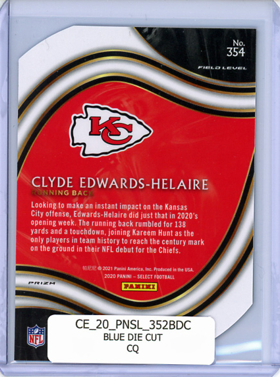 Clyde Edwards-Helaire 2020 Select #352 Field Level Blue Die Cut (CQ)