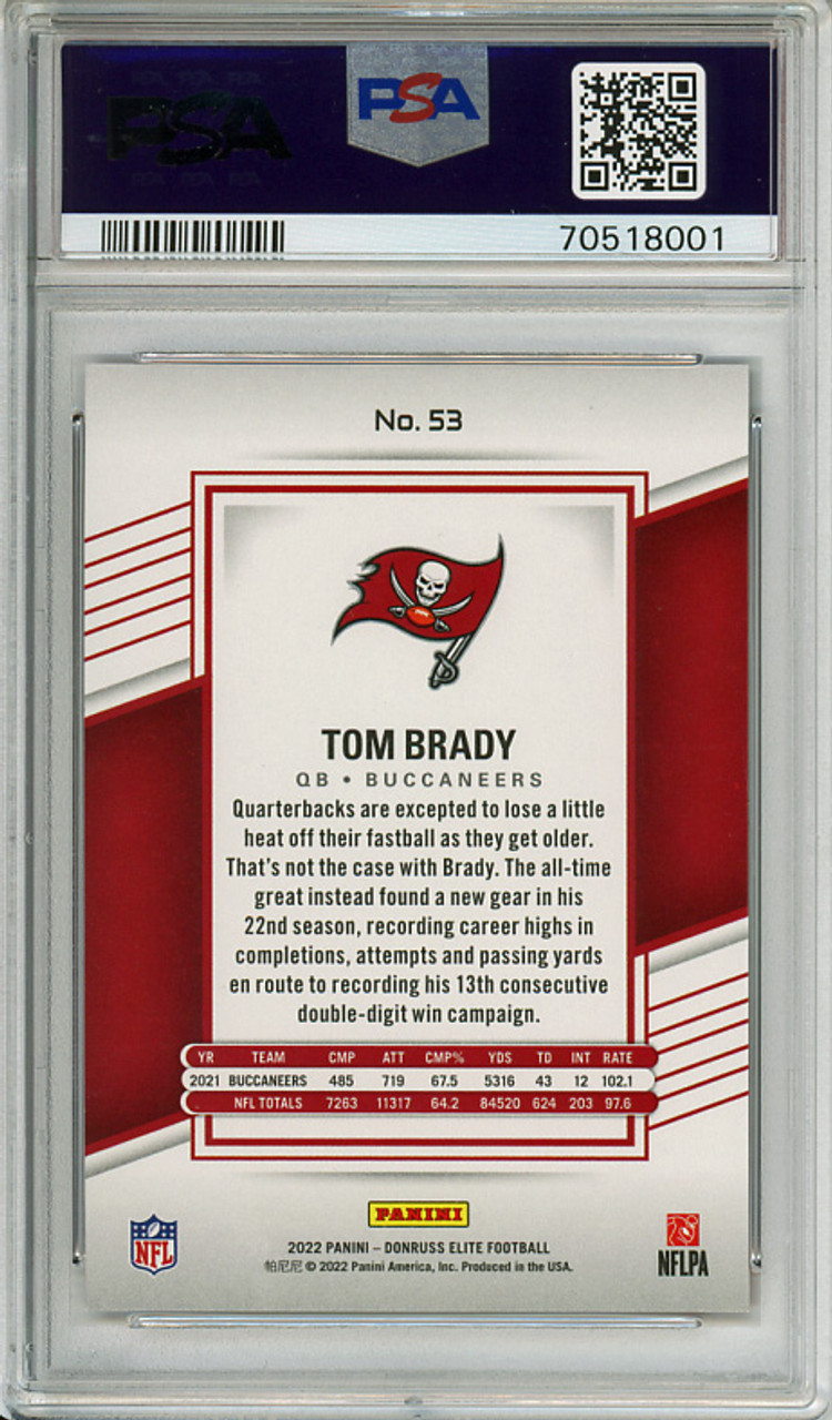 Tom Brady 2022 Donruss Elite #53 Red (#027/399) PSA 10 Gem Mint (#70518001) (CQ)