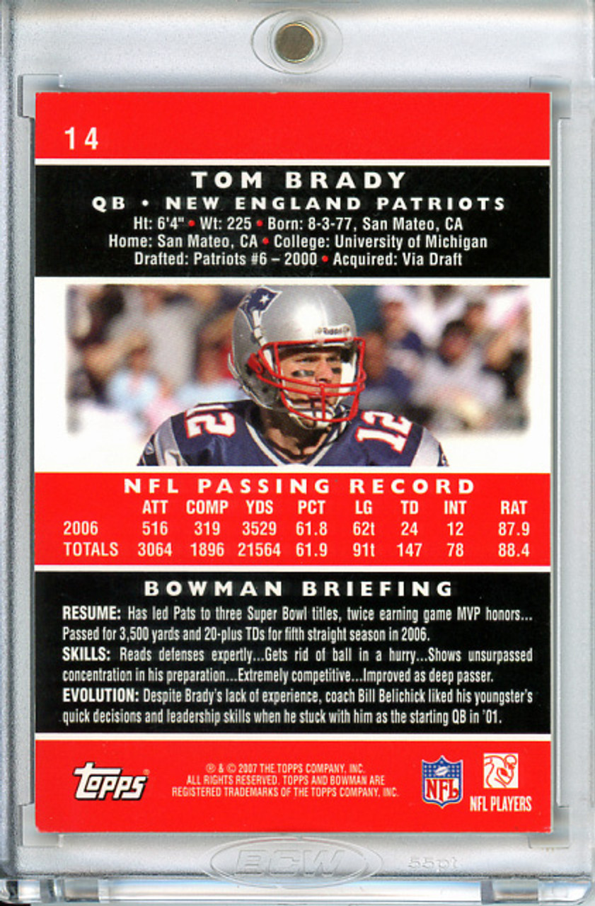 Tom Brady 2007 Bowman #14 Gold (1) (CQ)