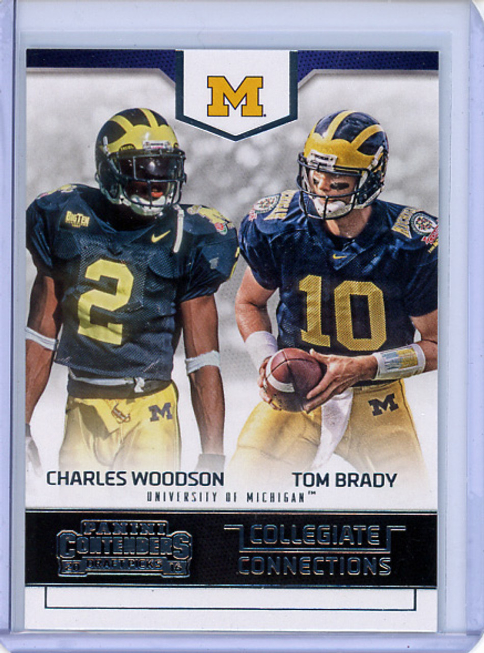 Tom Brady, Charles Woodson 2016 Contenders Draft Picks, Collegiate Connections #12 (CQ)