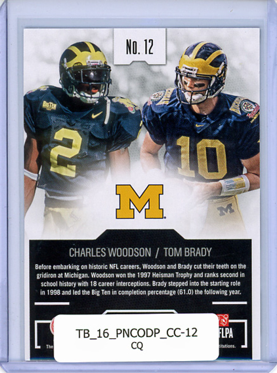 Tom Brady, Charles Woodson 2016 Contenders Draft Picks, Collegiate Connections #12 (CQ)