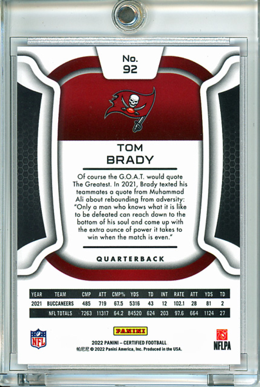 Tom Brady 2022 Certified #92 Mirror Pink (#168/199) - Bottom Edge Damage (CQ)