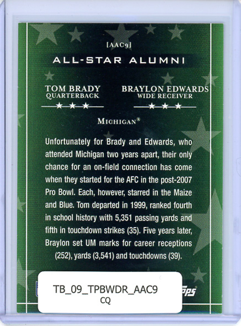 Tom Brady, Braylon Edwards 2009 Bowman Draft, All-Star Alumni Combos #AAC9 (CQ)