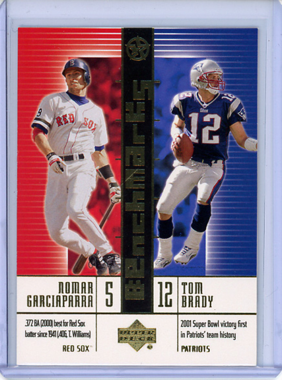 Tom Brady, Nomar Garciaparra 2002-03 SuperStars, Benchmarks #B6 (CQ)