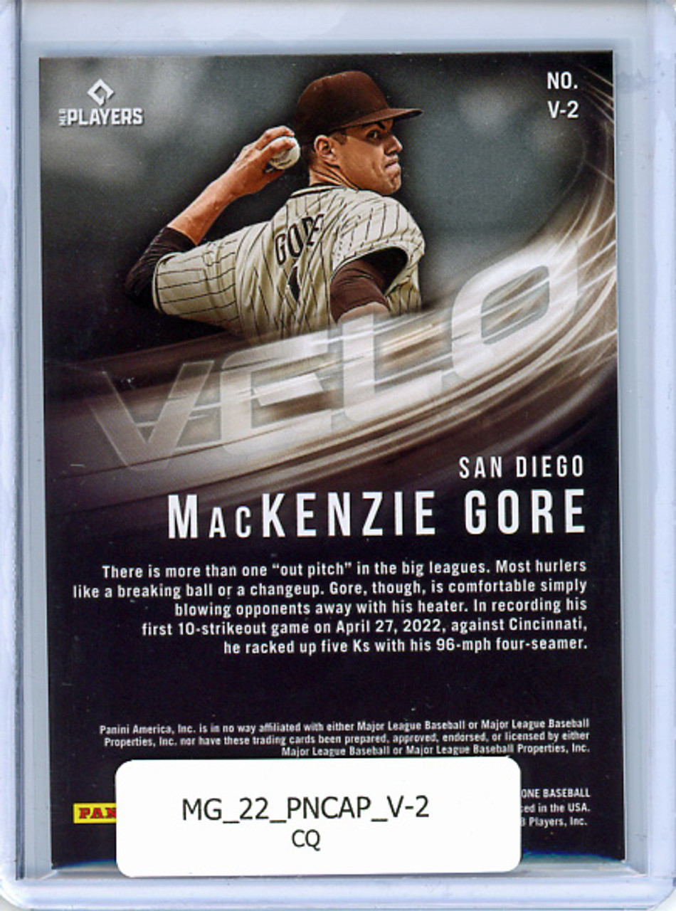 MacKenzie Gore 2022 Panini Capstone, Velo #V-2 (CQ)