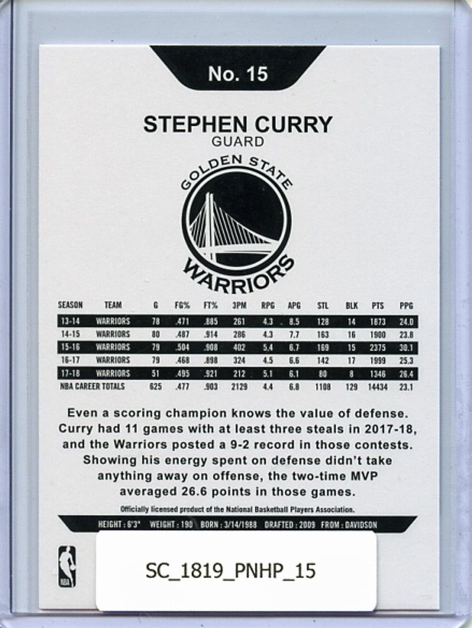 Stephen Curry 2018-19 Hoops #15