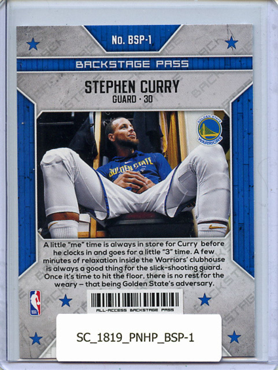 Stephen Curry 2018-19 Hoops, Backstage Pass #BSP-1