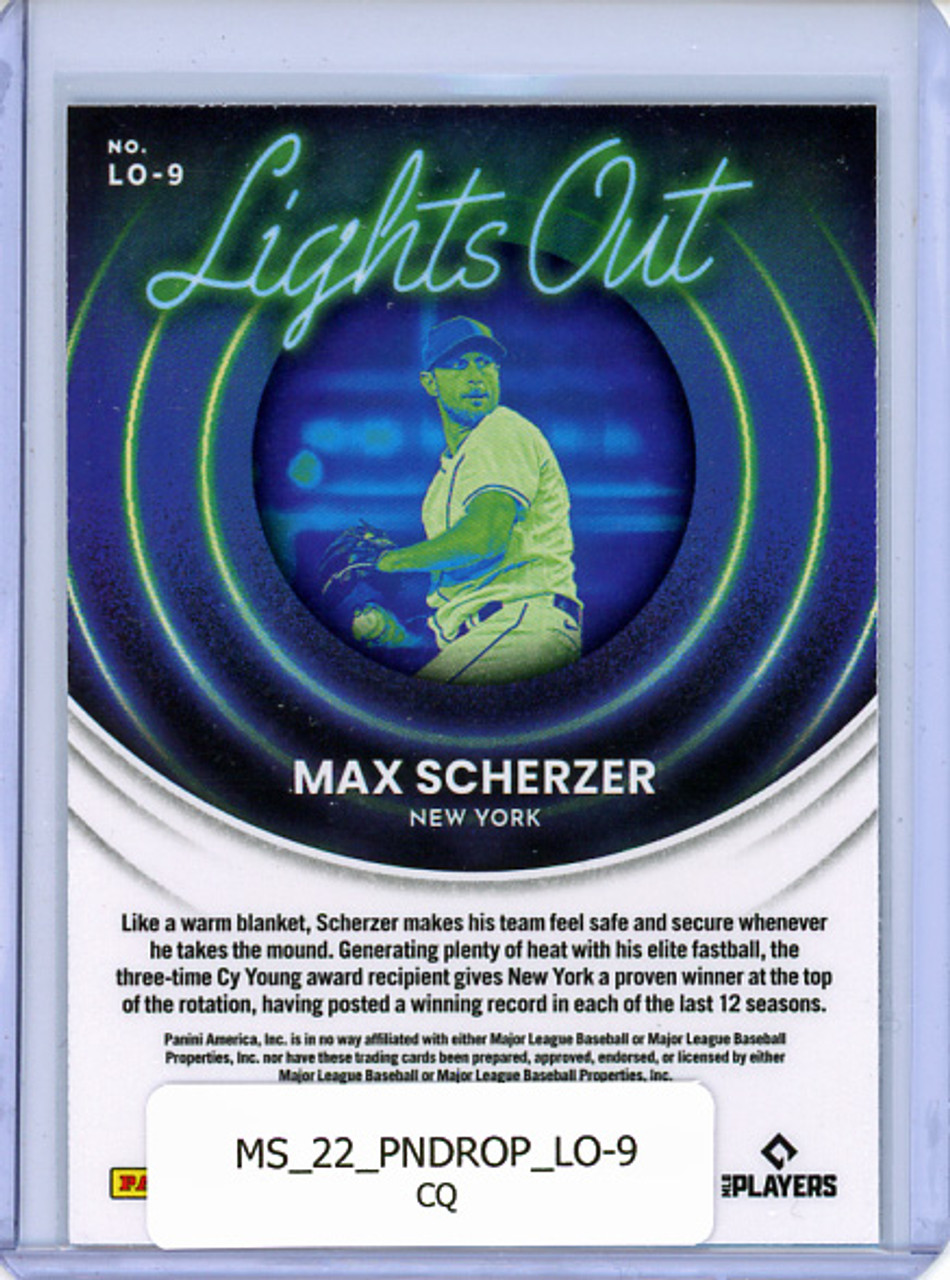 Max Scherzer 2022 Donruss Optic, Lights Out #LO-9 (CQ)