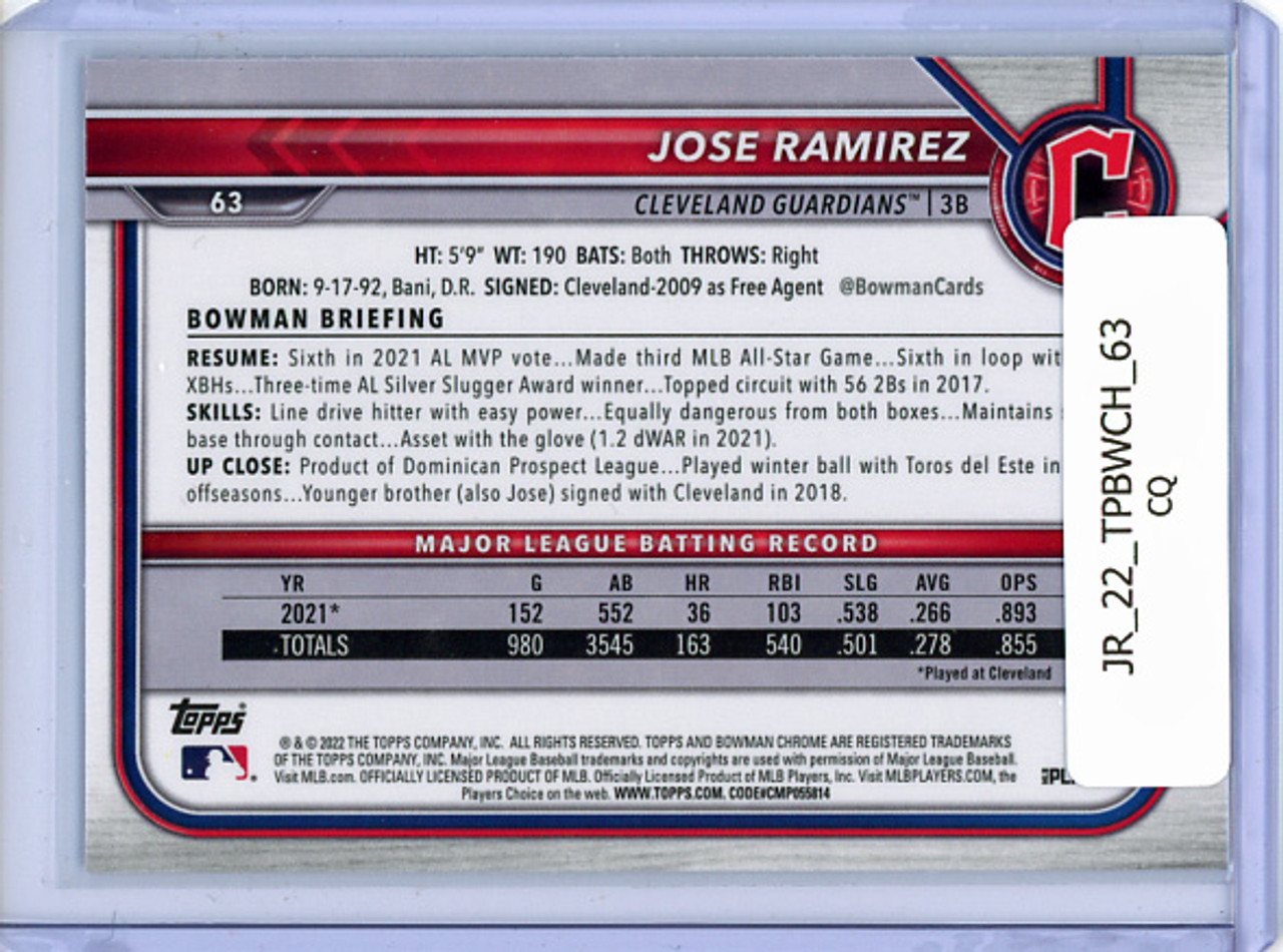 Jose Ramirez 2022 Bowman Chrome #63 (CQ)