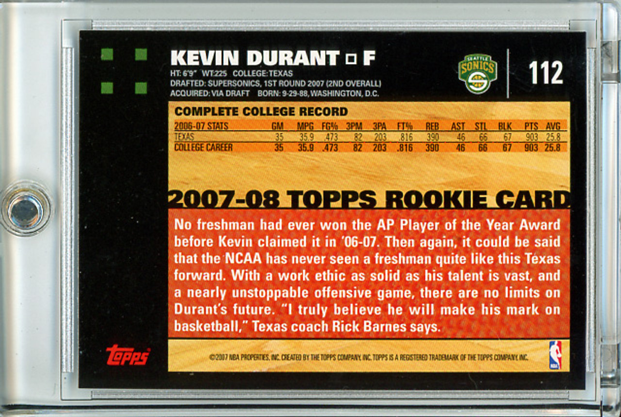 Kevin Durant 2007-08 Topps #112 (1) (CQ)